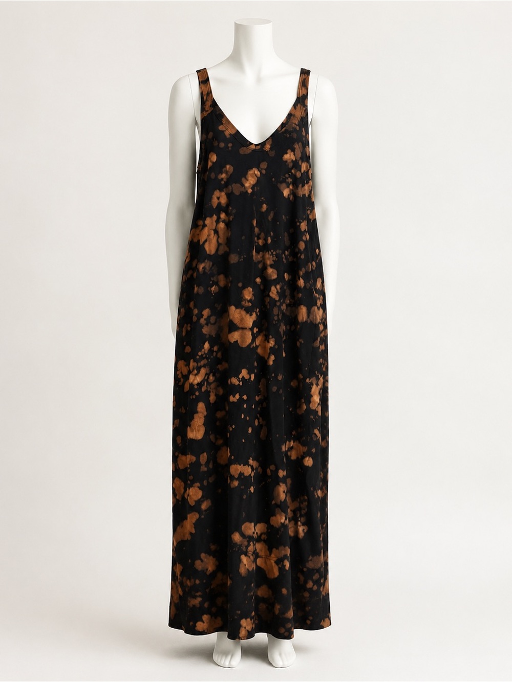 bassike Black & Brown Tie-Dye V-Neck Maxi Dress